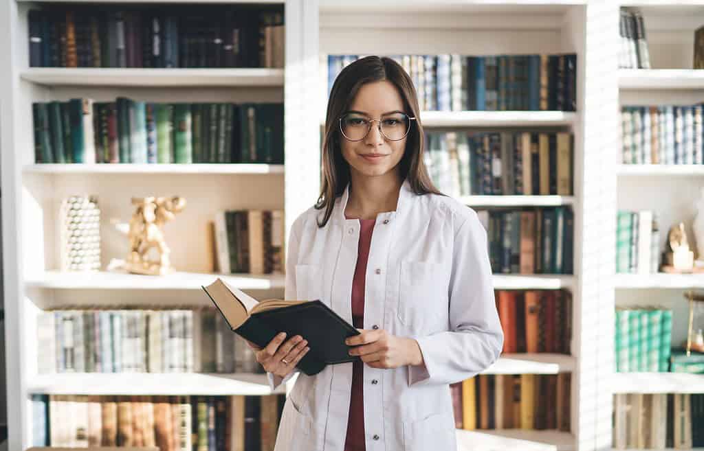 Smart female student relying on memory and brain supplements