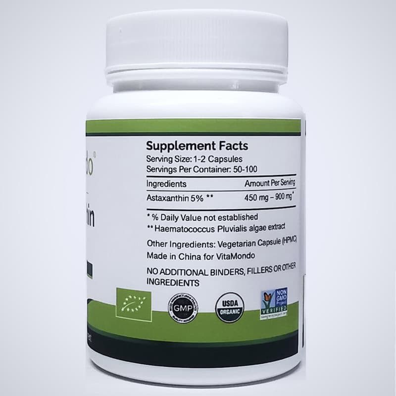 Organic Astaxanthin Capsules 5% 500mg 3 Supplement