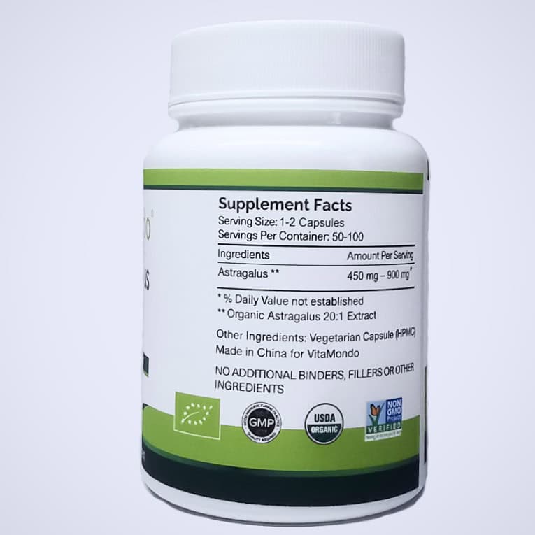 Organic Astragalus Capsules Supplement 500 mg Capsules 3
