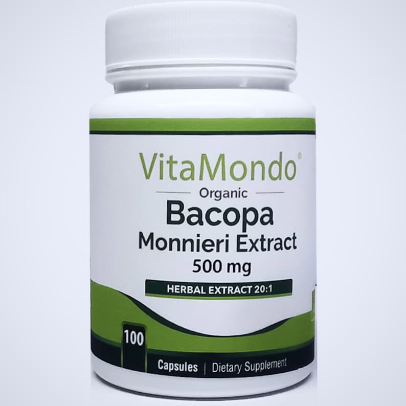 Organic Bacopa Monnieri Supplement 500mg Capsules 1