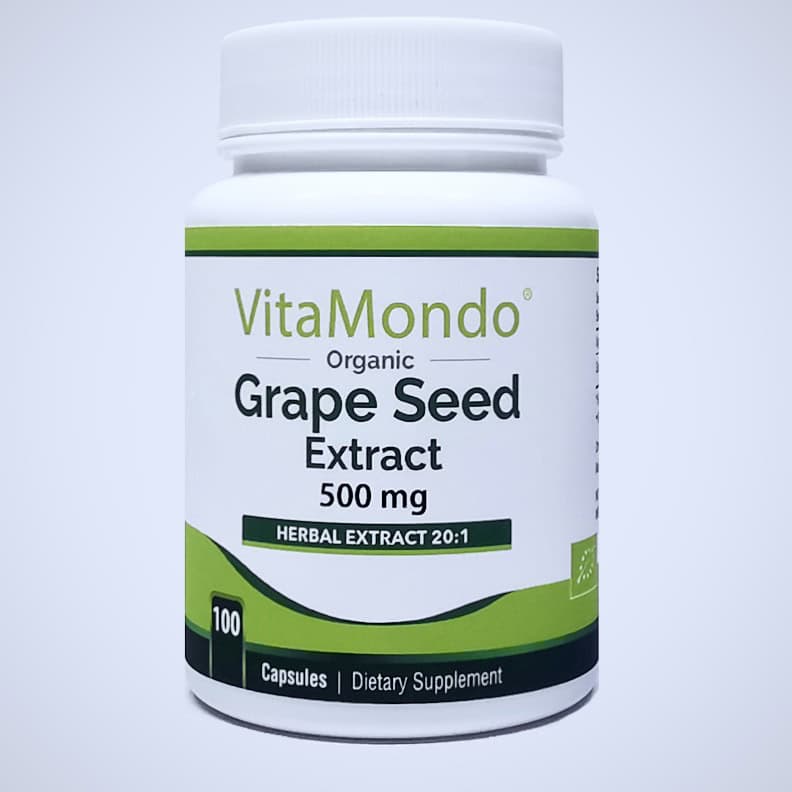 Organic Grape Seed Extract 500mg 100 Caps OPC 1