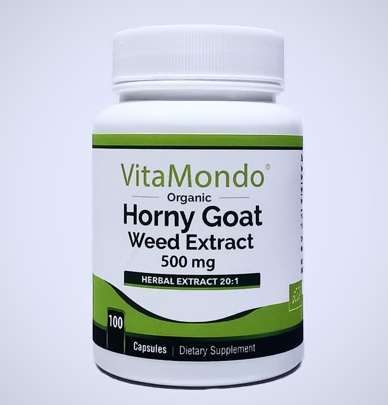 Organic Horny Goat Weed Supplement 500mg Capsules Epimedium Icariin 1