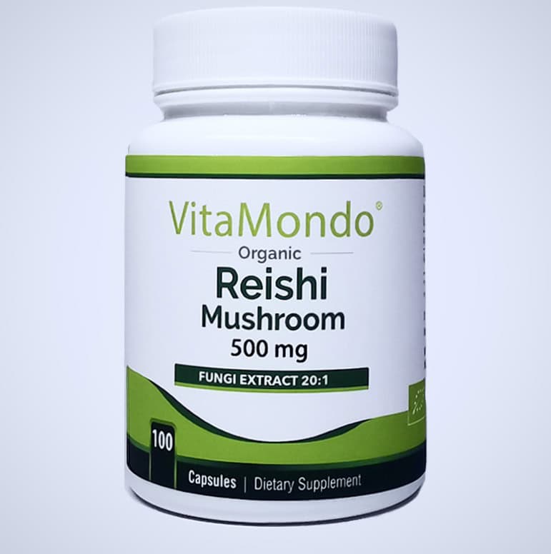 Organic Reishi Mushroom Supplement 500 mg Capsules Ganoderma Lucidum 1