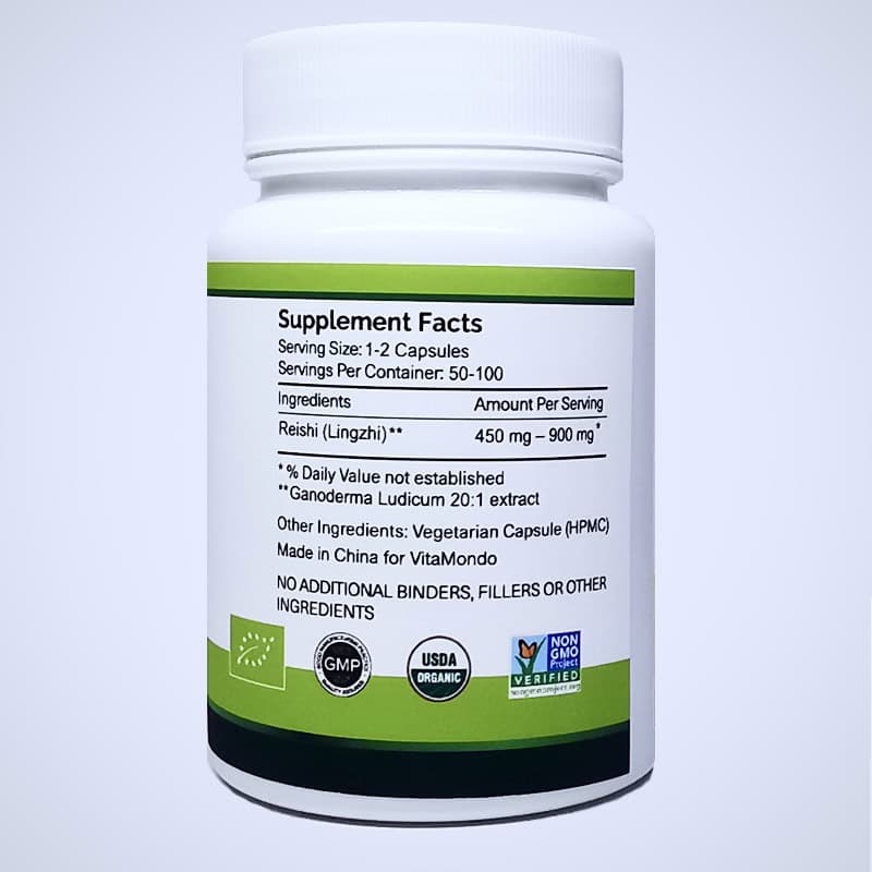 Organic Reishi Mushroom Supplement 500 mg Capsules Ganoderma Lucidum 3