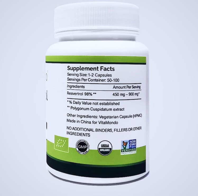 Organic Trans Resveratrol 500mg Supplement 98% Capsules-2