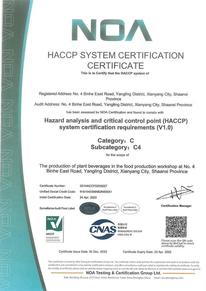 Shilajit- Hazard Analysis and Critical Control Points (HACCP) is the most internationally recognised system based on production of safe food from a preventative approach certification- VitaMondo