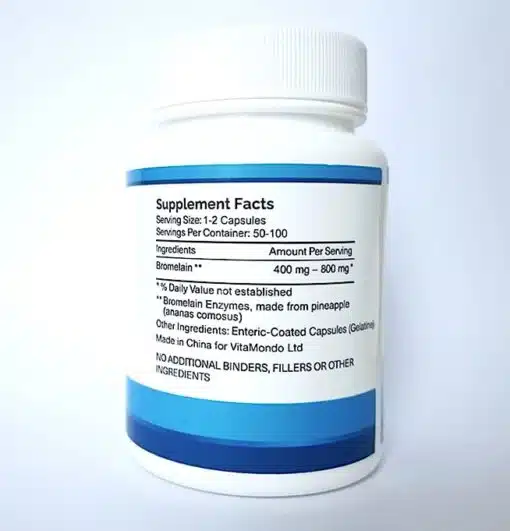 Pineapple Bromelain 2400 GDU/g: 400 mg × 100 Caps – Enteric Coated - Image 4