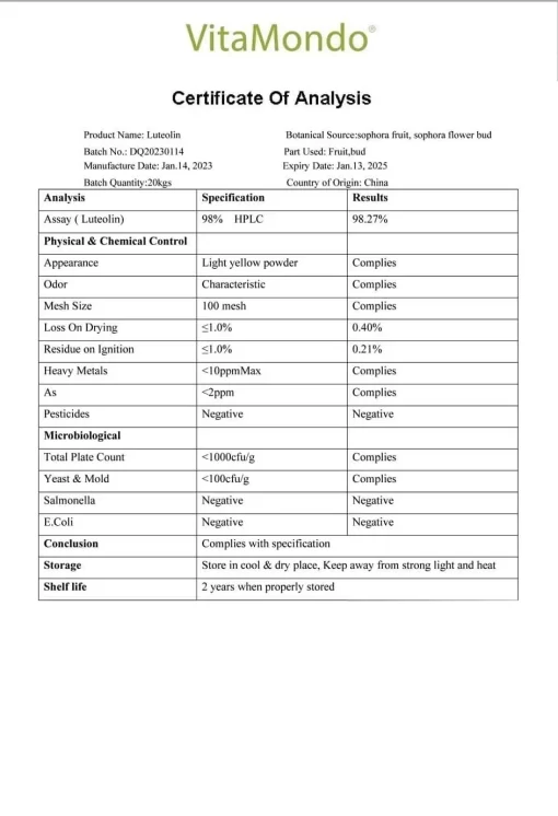 Premium Luteolin Supplement: 100g-1kg – Antioxidant, Flavonoid - Image 2