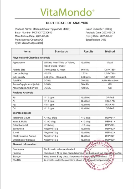 Medium-Chain Triglyceride (MCT) 70%: 100g-1kg – Keto, Microencapsulated - Image 3