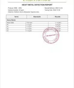 NMN 99% Additional Heavy Metal Detection Report VitaMondo stamped