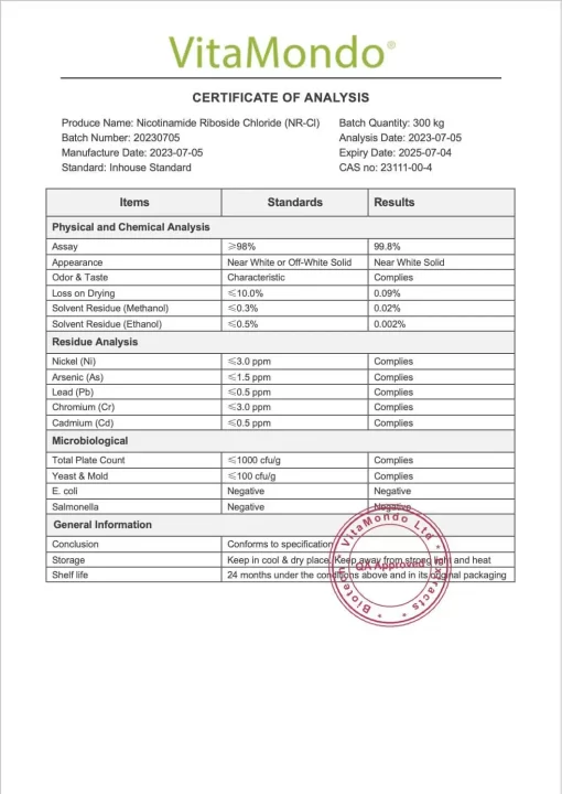 Premium Nicotinamide Riboside Powder (NR-Cl) 99%: 100g-1kg – Aging - Image 2