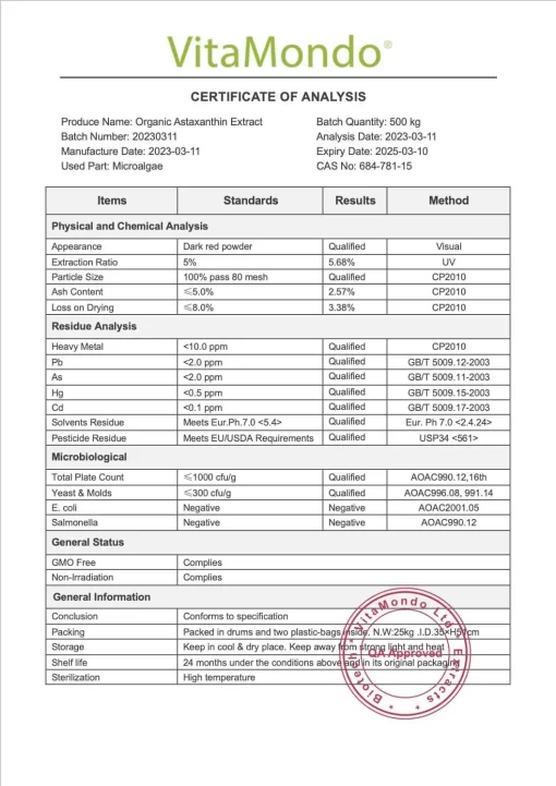 Organic Astaxanthin Powder 5%: 100g-1kg – Antioxidant, Algae - Image 3