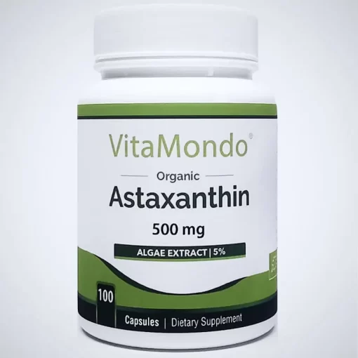 Organic Astaxanthin Supplement 5%: 500 mg * 100 Capsules