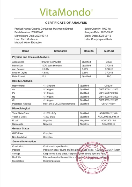 Organic Cordyceps Extract Capsules: 500 mg * 100 Capsules - Image 6