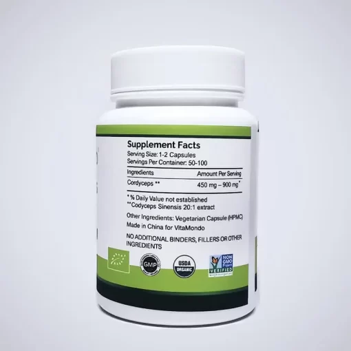 Organic Cordyceps Extract Capsules: 500 mg * 100 Capsules - Image 3