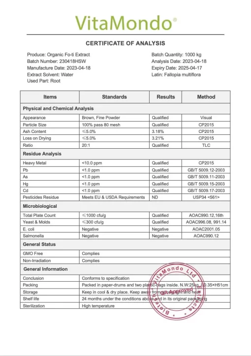 Organic Fo-Ti Root Capsules: 500 mg * 100 Capsules – Ho Shou Wu - Image 6