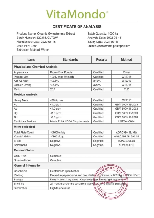 Organic Gynostemma Pentaphyllum: 500 mg * 100 Caps – Jiaogulan - Image 4