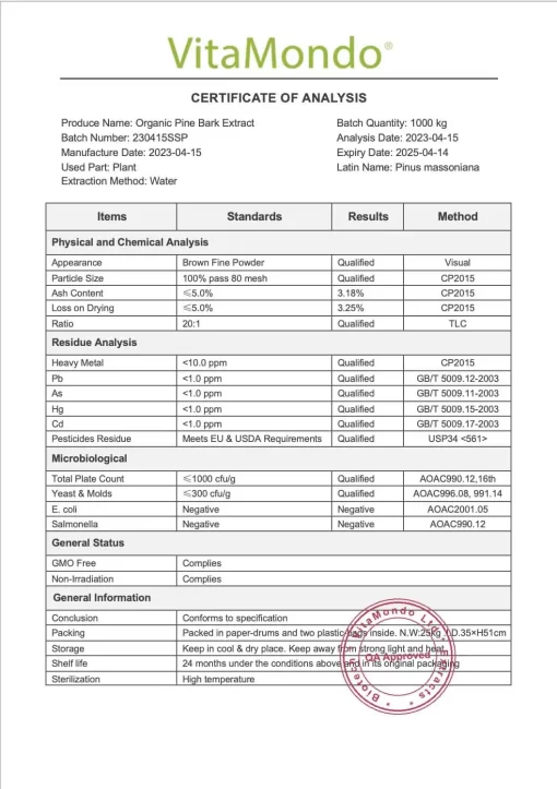 Organic Pine Bark Extract: 100g-1kg – 40% OPC Polyphenol - Image 3