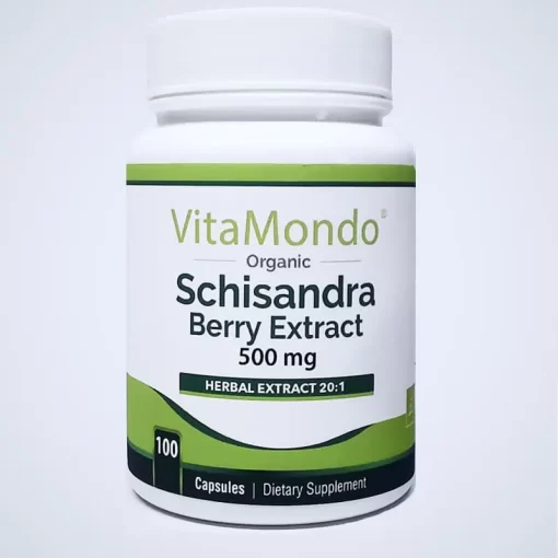 Organic Schisandra Berry Supplement: 500 mg * 100 Capsules