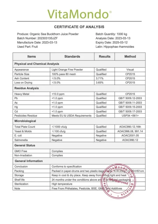 Organic Sea Buckthorn Juice Powder: 100g-1kg – Omega-7, Heart - Image 2