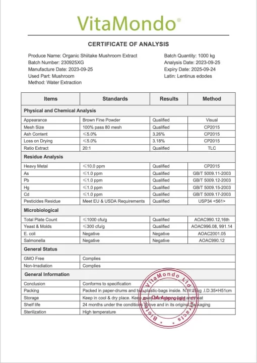 Organic Shiitake Mushroom Extract Powder: 100g-1kg – AHCC - Image 2