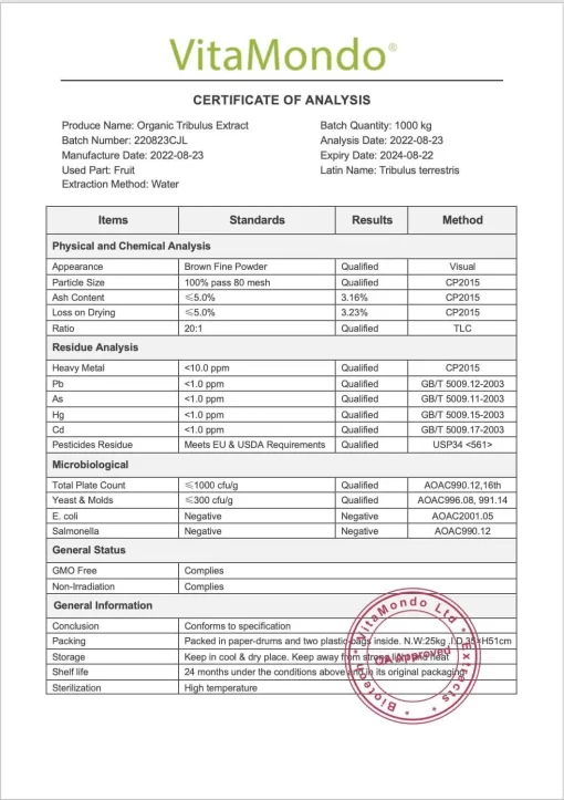 Organic Tribulus Terrestris Extract Powder: 100g-1kg – 50% Saponins - Image 2