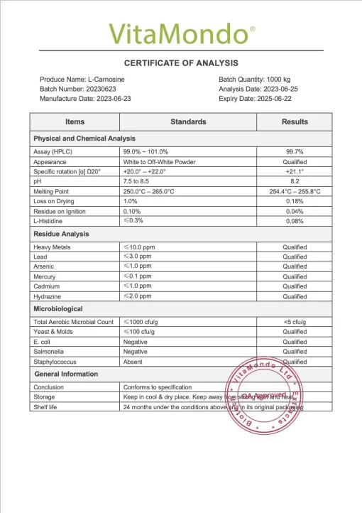 Premium L-Carnosine Supplement 99%: 100g-1kg – Antioxidant - Image 2