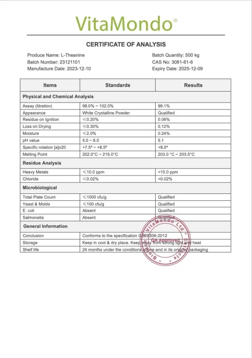 L-Theanine 99%: 100g-1kg – Focus, Calming (Non-EU Countries) - Image 2