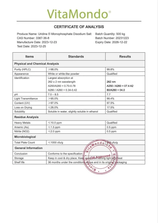 Uridine Monophosphate (UMP) 99%: 100g-1kg – Cognition - Image 2