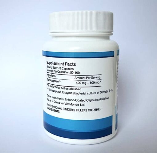 Serrapeptase 600 SPU/mg: 400 mg * 100 Caps – Enteric-Coated *NEW* - Image 3