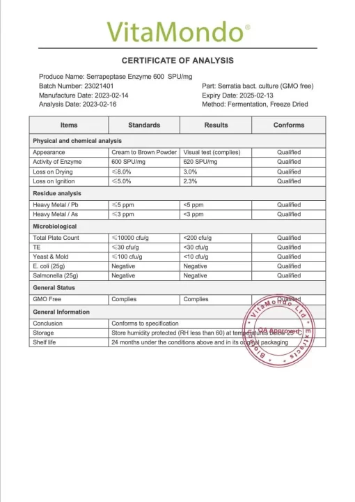 Serrapeptase 600 SPU/mg: 400 mg * 100 Caps – Enteric-Coated *NEW* - Image 4