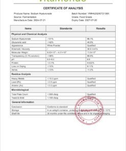 Hyaluronic Acid 90% Sodium Hyaluronate Hyaluron COA VitaMondo