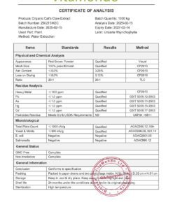 Organic Cat's Claw Extract COA VitaMondo 2027
