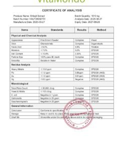 Shilajit Extract Filtered COA HACCP 2027 VitaMondo stamp